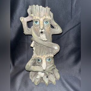 Smoking Tree Cone Incense Burner. Hear No Evil, See No Evil, Speak No Evil, 11x6